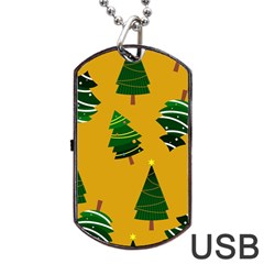 Christmas Tree,yellow Dog Tag Usb Flash (one Side) by nate14shop
