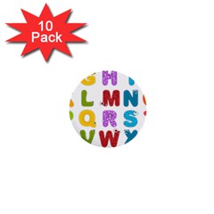 Vectors Alphabet Eyes Letters Funny 1  Mini Buttons (10 Pack) 