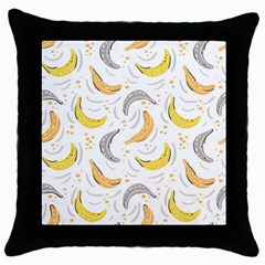 Seamless Stylish Pattern-with-fresh-yellow-bananas-background Throw Pillow Case (black)