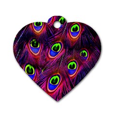 Peacock-feathers Dog Tag Heart (two Sides)