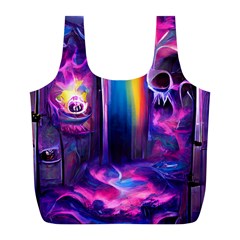 Purple Drawing Digital Art Full Print Recycle Bag (l)