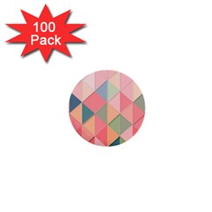 Illustration Pink Background Geometric Triangle 1  Mini Buttons (100 Pack)  by Wegoenart