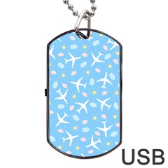 Plane Sky Background Pattern Dog Tag Usb Flash (two Sides)