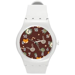Rabbits, Owls And Cute Little Porcupines  Round Plastic Sport Watch (m) by ConteMonfrey