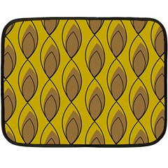Yellow Brown Minimalist Leaves  Double Sided Fleece Blanket (mini)  by ConteMonfrey
