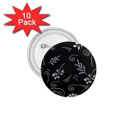 Leaves Doodle Digital Paper Foliage 1 75  Buttons (10 Pack)