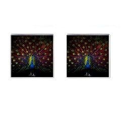 Beautiful Peacock Feather Cufflinks (square)