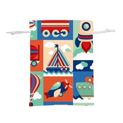 Toy Transport Cartoon Seamless-pattern-with-airplane-aerostat-sail Yacht Vector Illustration Lightweight Drawstring Pouch (m)