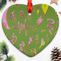 Green Yes Pink Heart Ornament (two Sides)