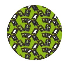 Cats And Skulls - Modern Halloween  Mini Round Pill Box