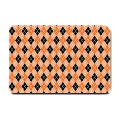 Halloween Inspired Black Orange Diagonal Plaids Small Doormat  by ConteMonfrey
