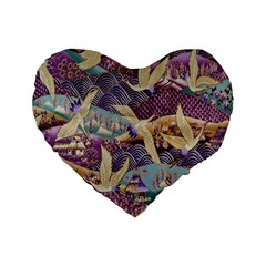 Textile Fabric Pattern Standard 16  Premium Heart Shape Cushions by nateshop