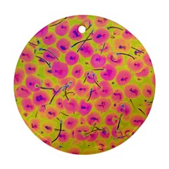 Cherries Fruit Food Neon Texture Fluorescent Ornament (round)