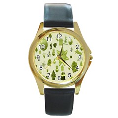 Christmas-stocking-star-bel Round Gold Metal Watch