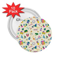 Pattern School Bag Pencil Triangle 2 25  Buttons (10 Pack)  by Ravend