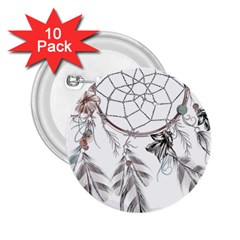 Dreamcatcher Feather Flower Illustration Art 2 25  Buttons (10 Pack) 
