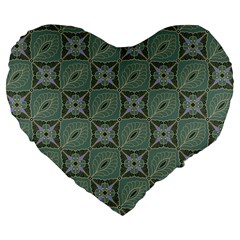 Batik-tradisional Large 19  Premium Flano Heart Shape Cushions