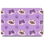 Cute-colorful-cat-kitten-with-paw-yarn-ball-seamless-pattern Large Doormat 30 x20  Door Mat