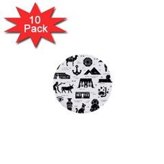 Dark-seamless-pattern-symbols-landmarks-signs-egypt --- 1  Mini Buttons (10 Pack) 