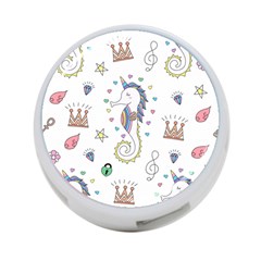 Seamless-pattern-cute-unicorn-cartoon-hand-drawn 4-port Usb Hub (one Side) by Jancukart