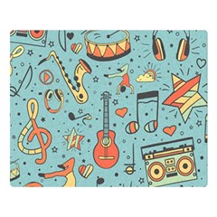 Seamless-pattern-musical-instruments-notes-headphones-player Double Sided Flano Blanket (large)  by Wegoenart