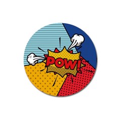Pow Word Pop Art Style Expression Vector Magnet 3  (round) by Wegoenart