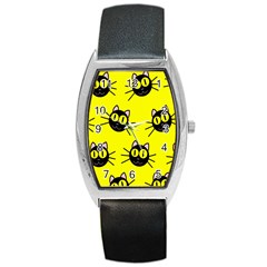 Cats Heads Pattern Design Barrel Style Metal Watch