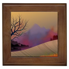 Landscape Illustration Nature Sky Framed Tile