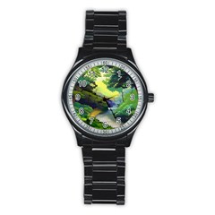 Landscape Illustration Nature Painting Stainless Steel Round Watch
