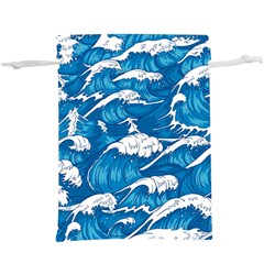 Storm Waves Seamless Pattern Raging Ocean Water Sea Wave Vintage Japanese Storms Print Illustration Lightweight Drawstring Pouch (xl)