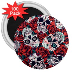 Vintage Day Dead Seamless Pattern 3  Magnets (100 Pack)