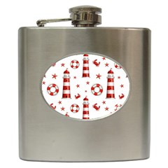 Nautical Seamless Pattern Hip Flask (6 Oz)