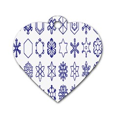 Various Types Of Snowflakes Dog Tag Heart (two Sides) by artworkshop