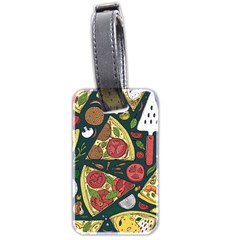 Vector-seamless-pizza-slice-pattern-hand-drawn-pizza-illustration-great-pizzeria-menu-background Luggage Tag (two Sides) by Pakemis