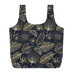 Elegant-pattern-with-golden-tropical-leaves Full Print Recycle Bag (l)