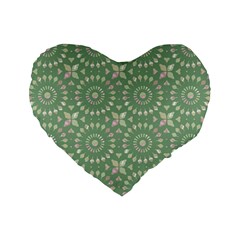 Kaleidoscope Peaceful Green Standard 16  Premium Heart Shape Cushions by Mazipoodles