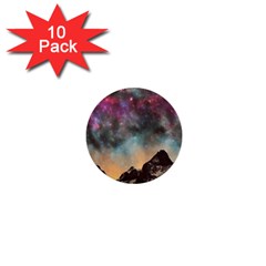 Mountain Space Galaxy Stars Universe Astronomy 1  Mini Buttons (10 Pack)  by Uceng