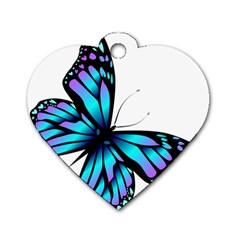 Blue And Pink Butterfly Illustration, Monarch Butterfly Cartoon Blue, Cartoon Blue Butterfly Free Pn Dog Tag Heart (one Side) by asedoi