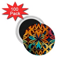 Orange, Turquoise And Blue Pattern  1 75  Magnets (100 Pack) 