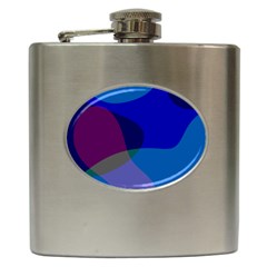 Blue Abstract 1118 - Groovy Blue And Purple Art Hip Flask (6 Oz) by KorokStudios