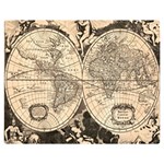 World Map - Nova delineatio totius orbis terrarum -  1659-1733 Premium Plush Fleece Blanket (Medium) 60 x50  Blanket Front