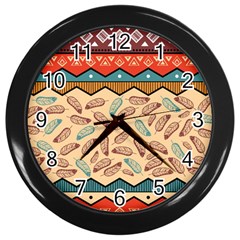 Ethnic-tribal-pattern-background Wall Clock (black)