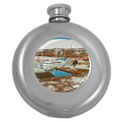 Alone On Gardasee, Italy  Round Hip Flask (5 Oz)