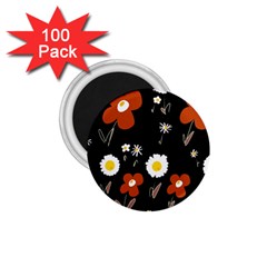 Daisy Flowers Brown White Yellow Black  1 75  Magnets (100 Pack)  by Mazipoodles