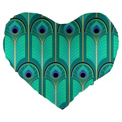 Gradient Art Deco Pattern Design Large 19  Premium Heart Shape Cushions by artworkshop