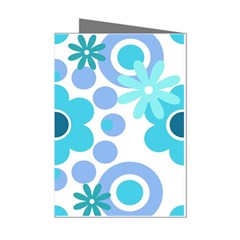 Flowers Pearls And Donuts Pastel Teal Periwinkle Teal White  Mini Greeting Cards (pkg Of 8) by Mazipoodles