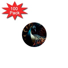 Peacock Bird Feathers Colorful Texture Abstract 1  Mini Buttons (100 Pack)  by Pakemis