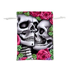 Black Skulls Red Roses Lightweight Drawstring Pouch (m) by GardenOfOphir
