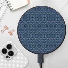 Blue Diamonds Motif Fancy Pattern Design Wireless Fast Charger(black) by dflcprintsclothing