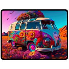 Ai Generated Beetle Volkswagen Bug Car Bus One Side Fleece Blanket (large) by danenraven